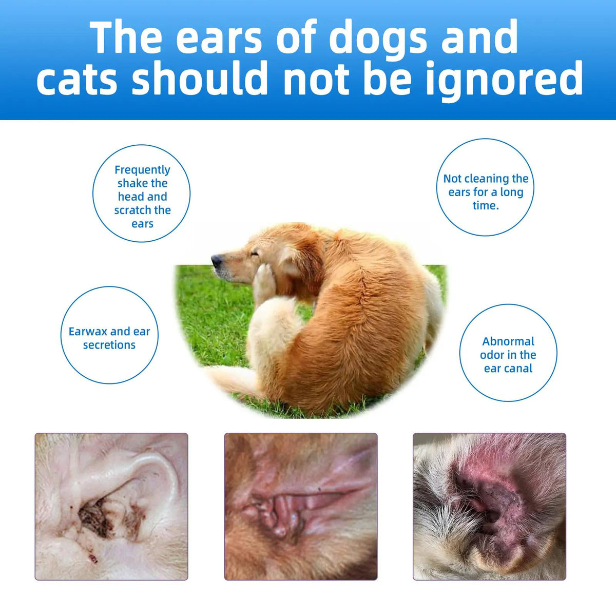 Gentle Pet Ear Cleaner – Helps Remove Odor, Wax & Dirt For Dogs & Cats